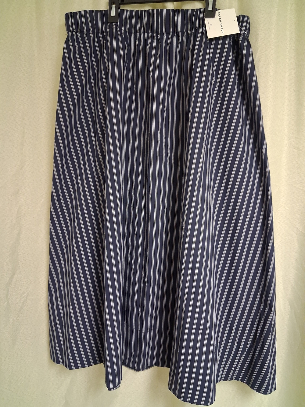 Ellen Tracy Navy and White Vertical Stripe Maxi Skirt